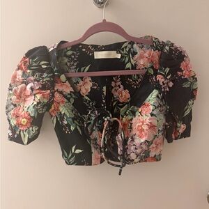 Zimmermann Floral Black Crop Top